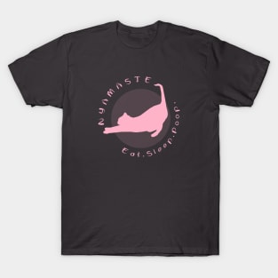 Yoga Nyamaste Pink Cat T-Shirt